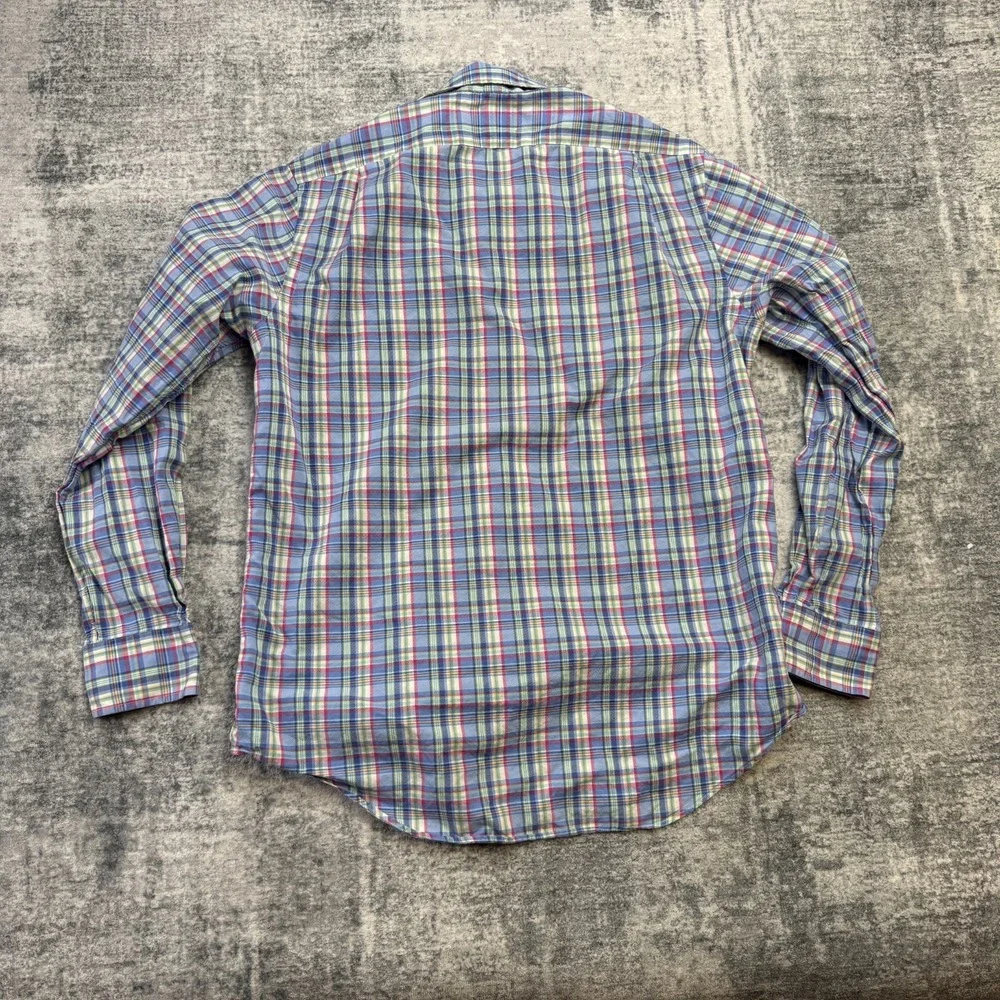 Polo Ralph Lauren Shirt Mens Medium Blue‎ Plaid Sport Button Up Preppy Easter
